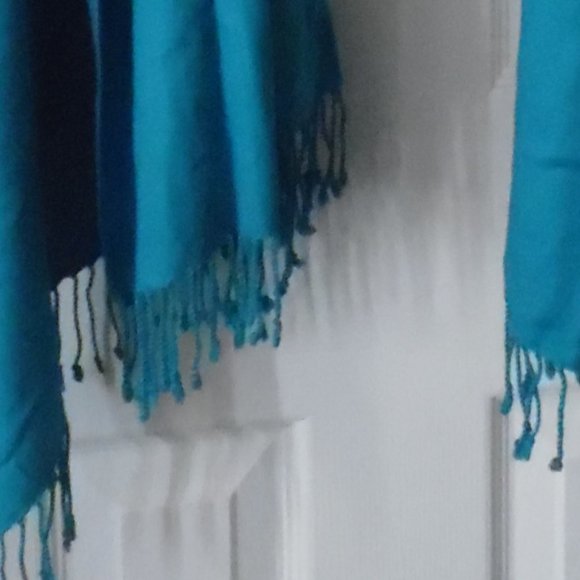 VALERIE STEPHENS SHAWL... DEEP AQUA - Picture 2 of 6